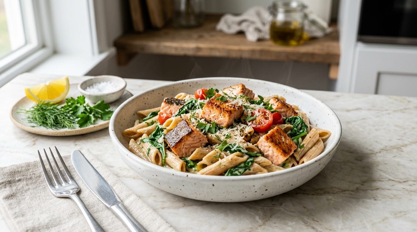 High-Protein Salmon Spinach Pasta 2026