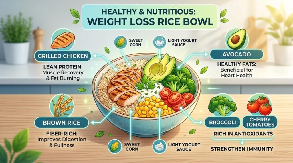 Weight loss rice bowl ingredients.
