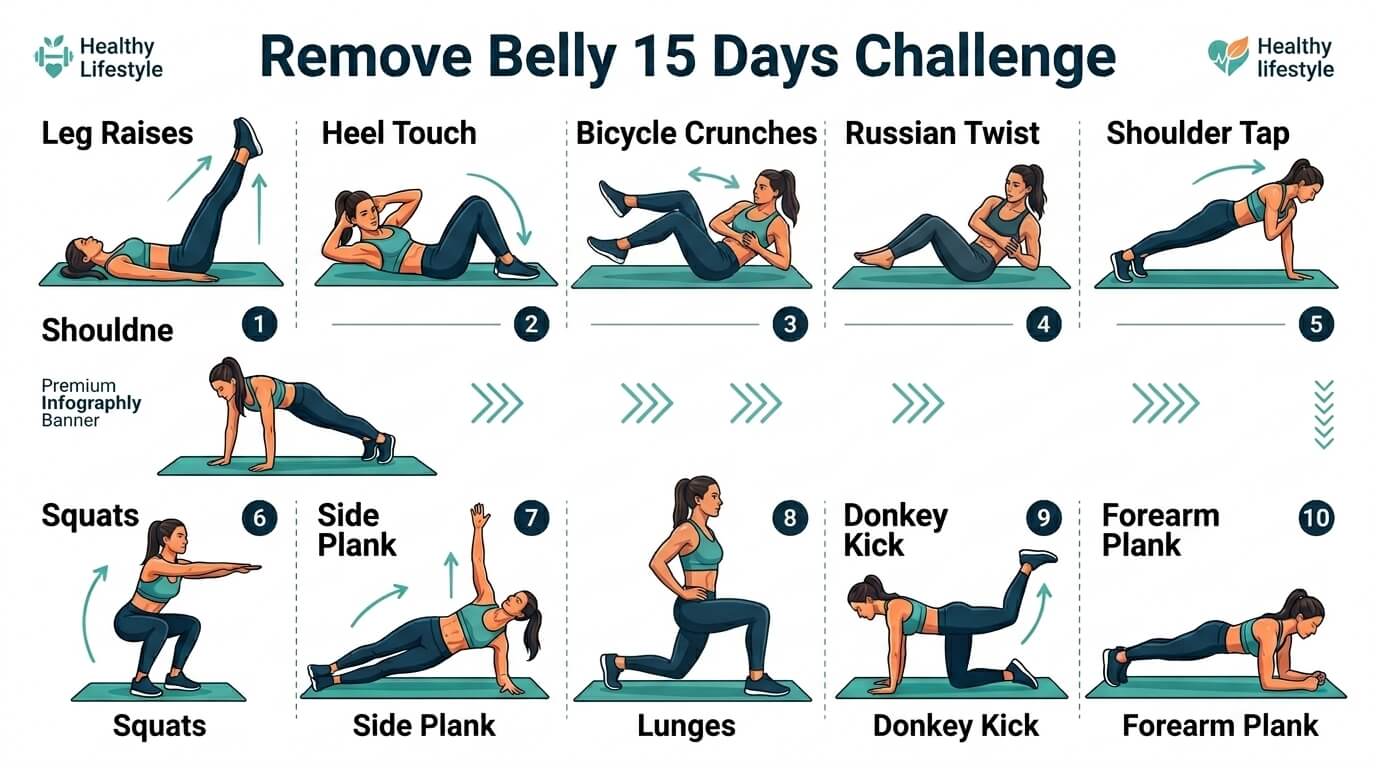 Remove Belly 15 Days Challenge home workout