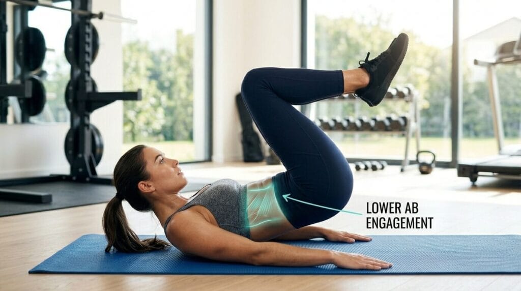 Woman performing reverse crunches