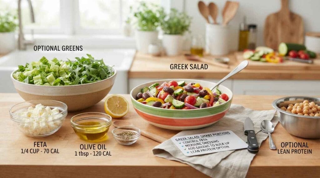 Greek salad for weight loss portion control tips 2026