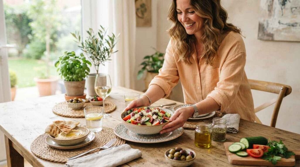 Healthy Greek salad served for 2026