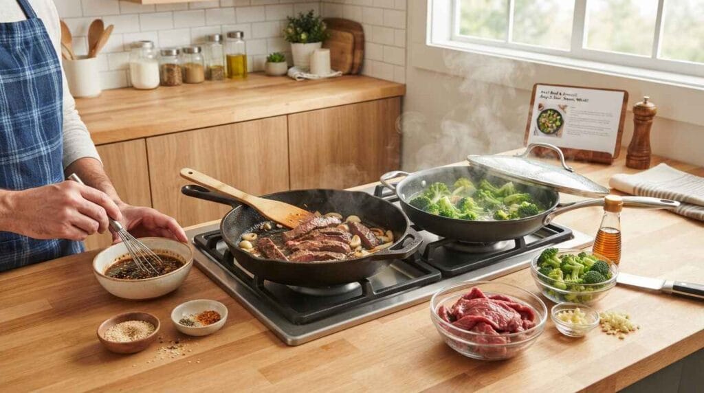 Keto beef broccoli preparation