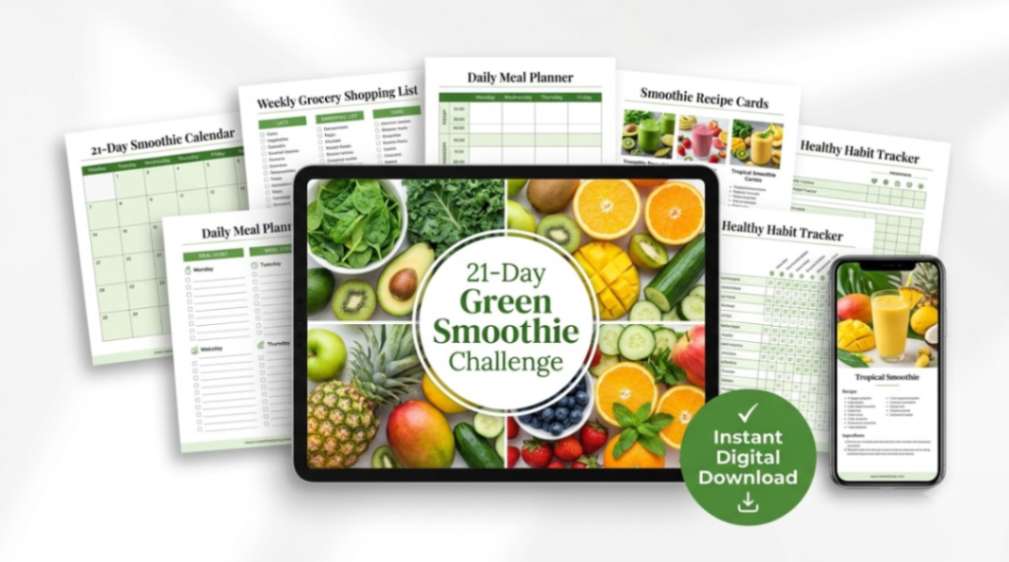 Green Delicious smoothie E-book challenge mockup 2026